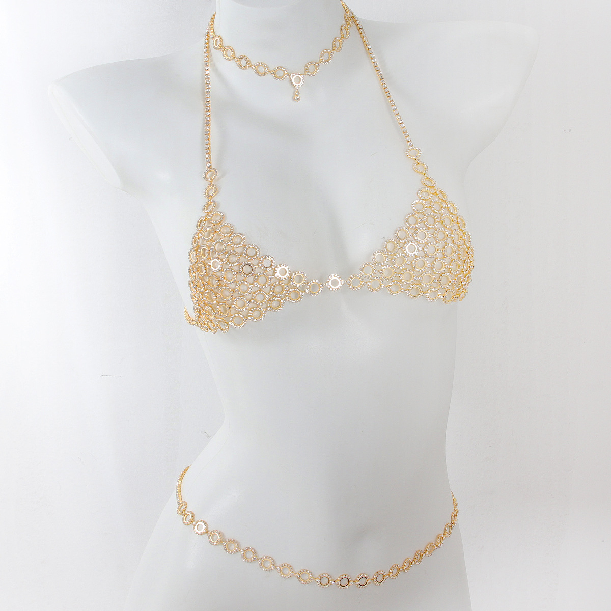 Body Jewelry Necklace - Três peças sutiã cintura conjunto cadeia,