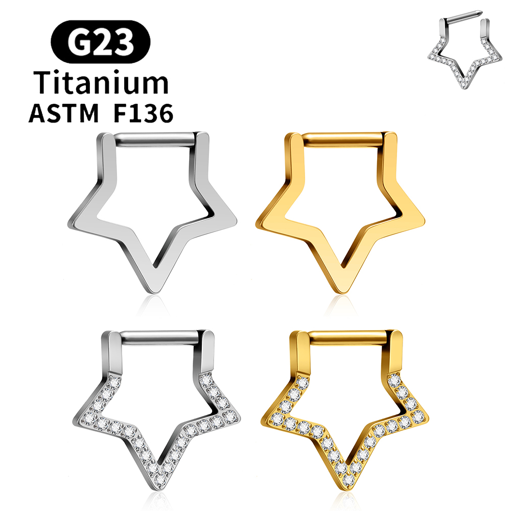 Helix Cartilage Ring - Astm f136 g23 titânio geométrico estrela