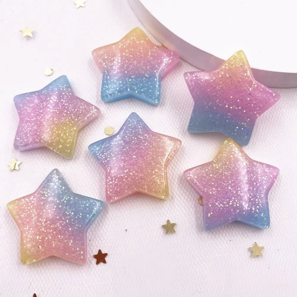 Star Flat Back - 10 pçs glitter kawaii resina colorida