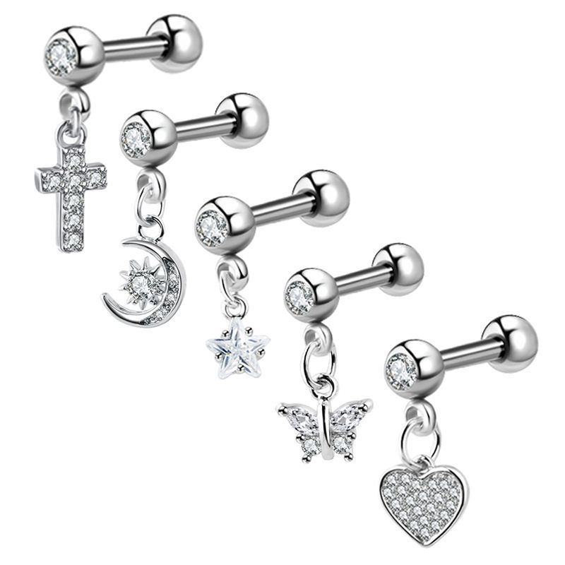 Helix Cartilage Ring - (.) Brincos de Zircônia para Piercing