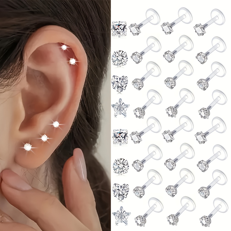 Helix Cartilage Ring - 9 peças de Piercings Labiais Transparentes