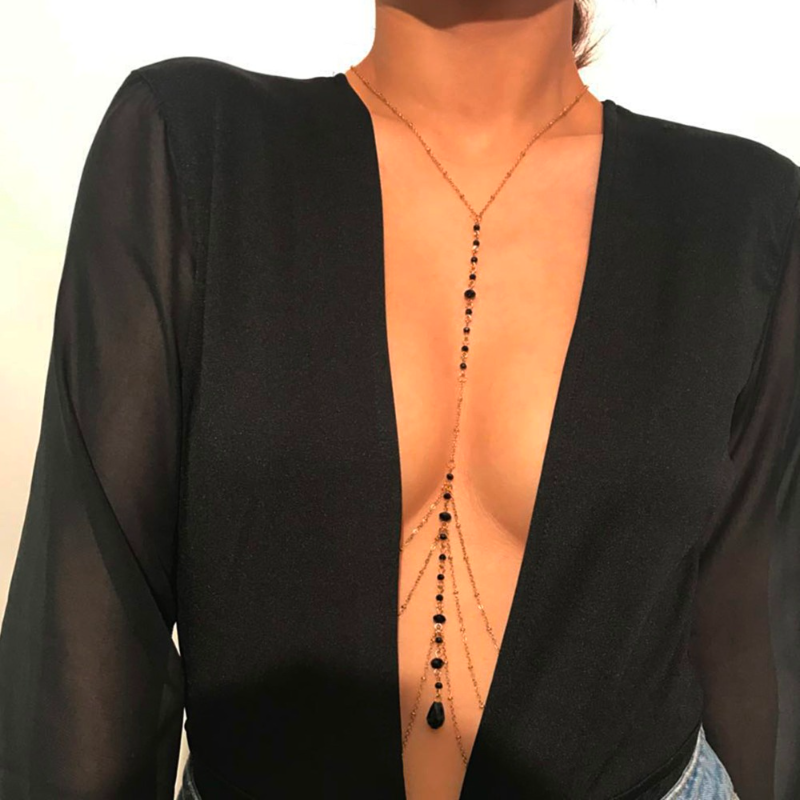 Body Jewelry Necklace - Sexy multicamadas borla grânulo barriga cintura