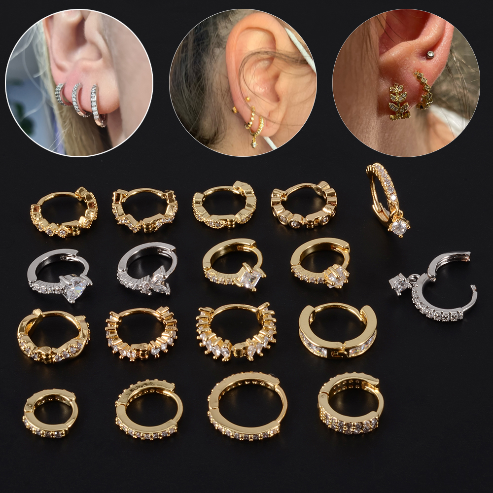 Helix Cartilage Ring - Brinco de fivela de orelha banhado