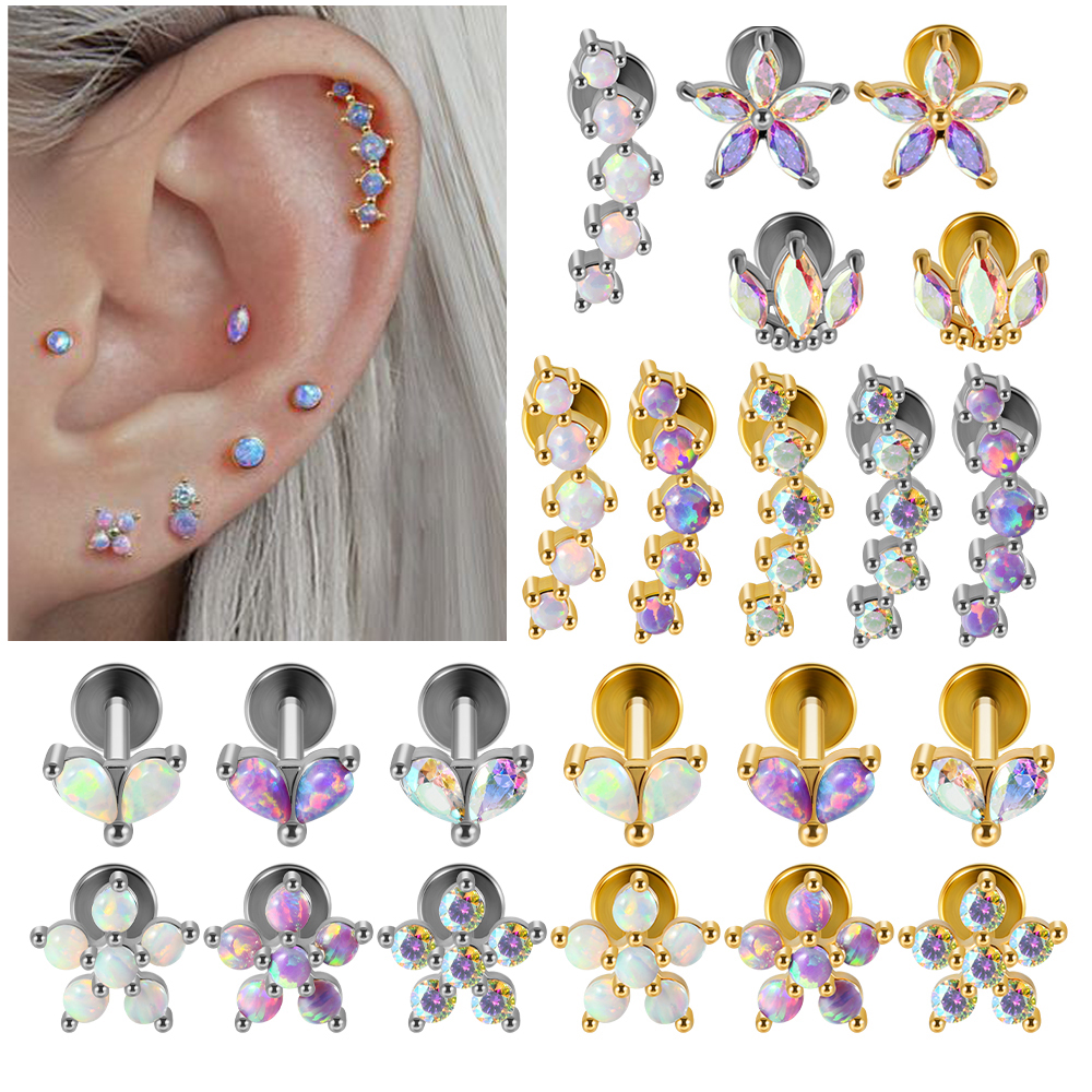 Helix Cartilage Ring - 1 peça de aço inoxidável opala