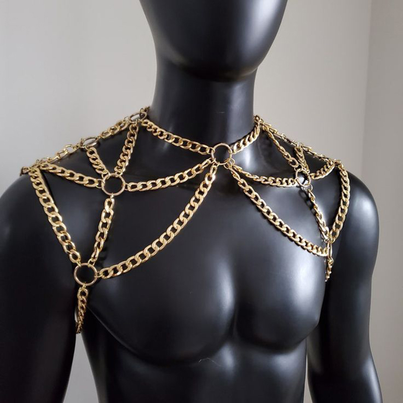 Body Jewelry Necklace - Punk masculino ombro corpo corrente de