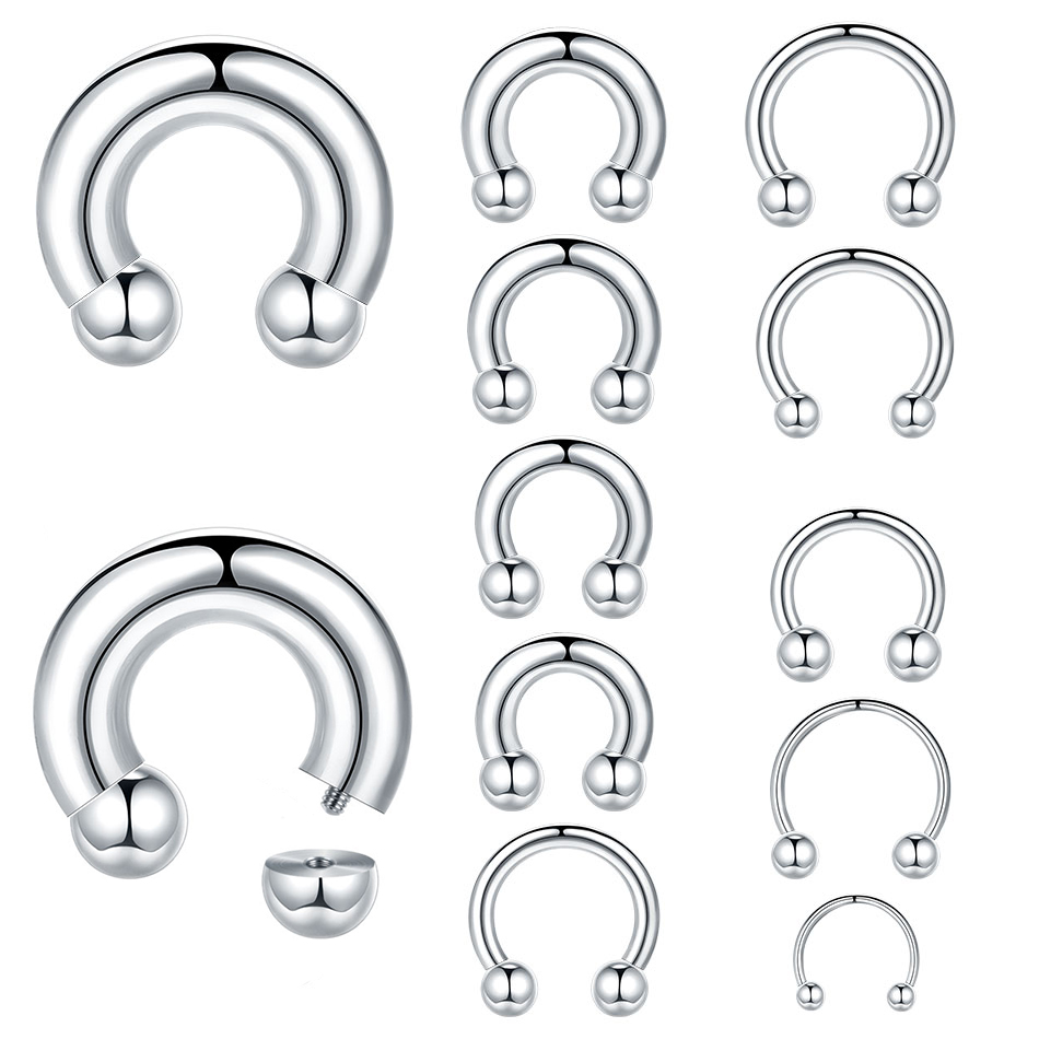 Body Jewelry Ear Gauges - Anel de ferradura de aço inoxidável,