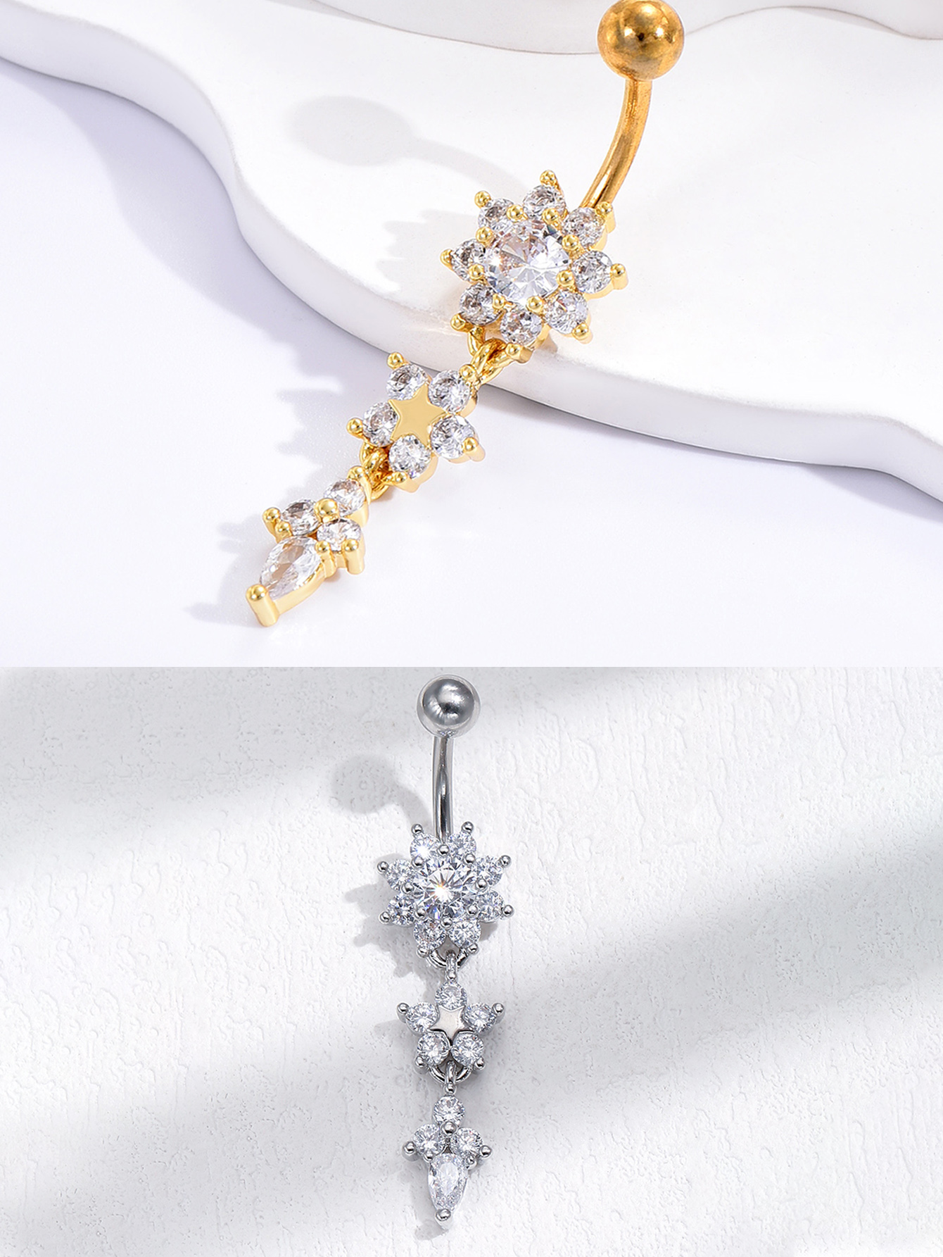 Body Jewelry Europe - Girassol Linha Curvada Longo Umbigo Prego,