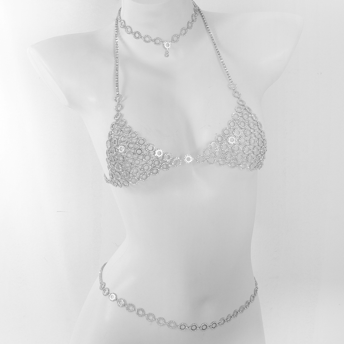 Três peças sutiã cintura conju - Body Jewelry Necklace avaliação e preço