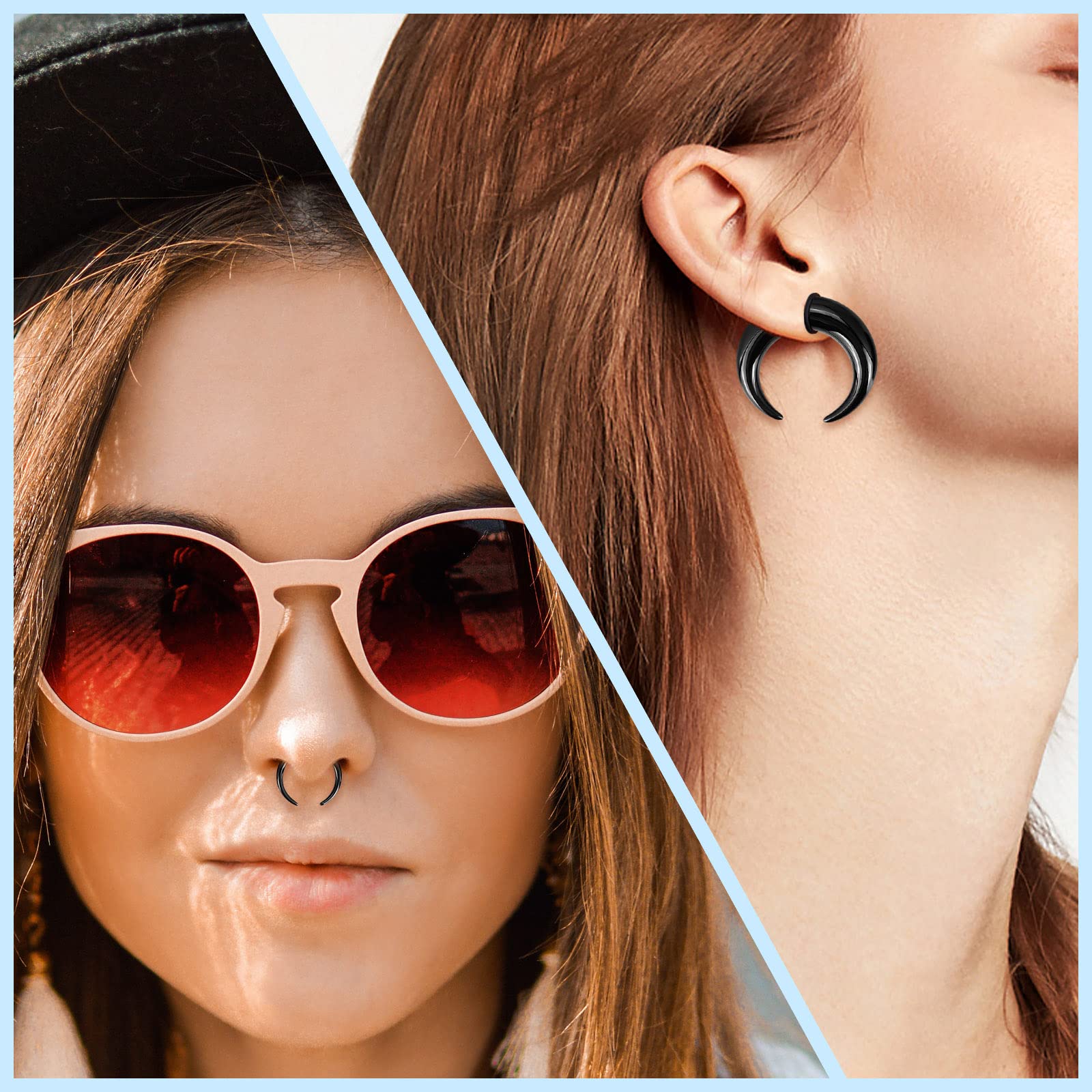 18 pçs acrílico septo pinça ta - Body Jewelry Ear Gauges avaliação e preço