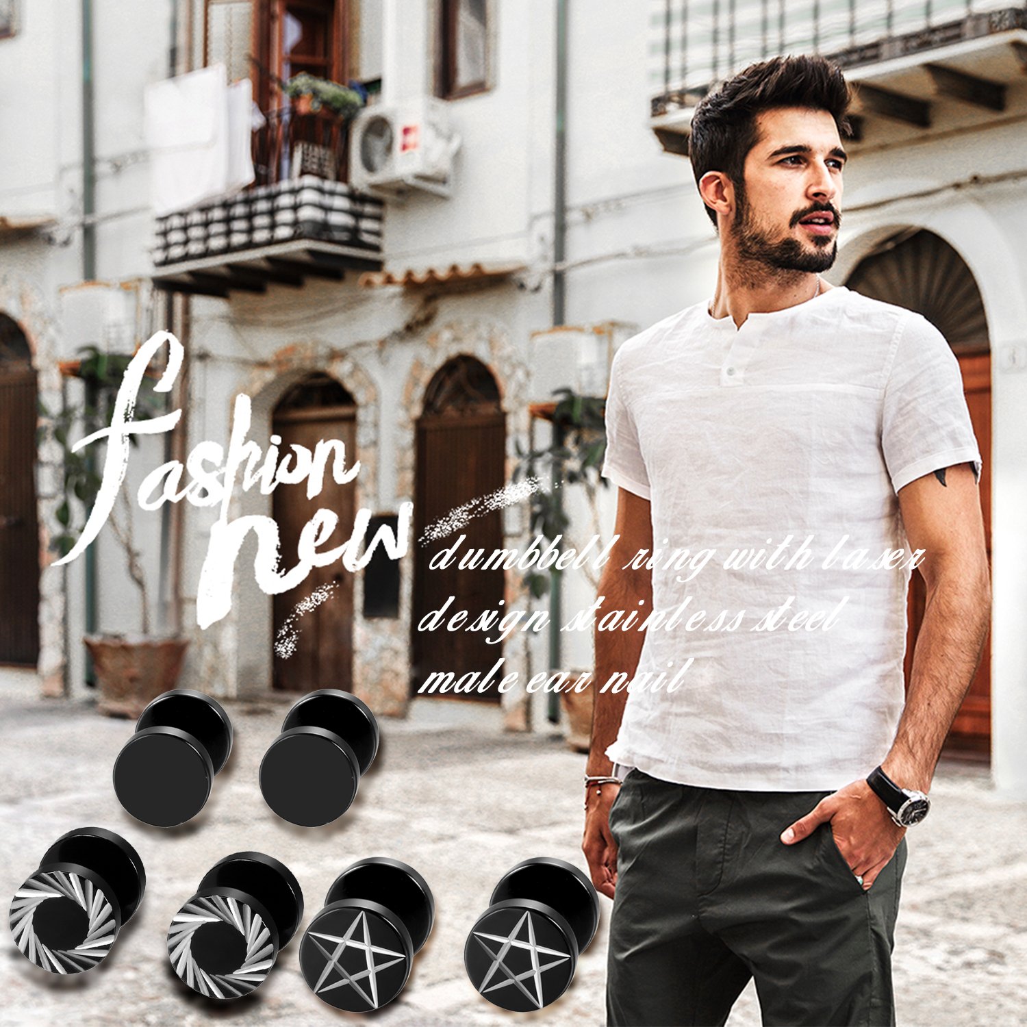 2 peças/6 peças preto de aço i - Body Jewelry Ear Gauges avaliação e preço