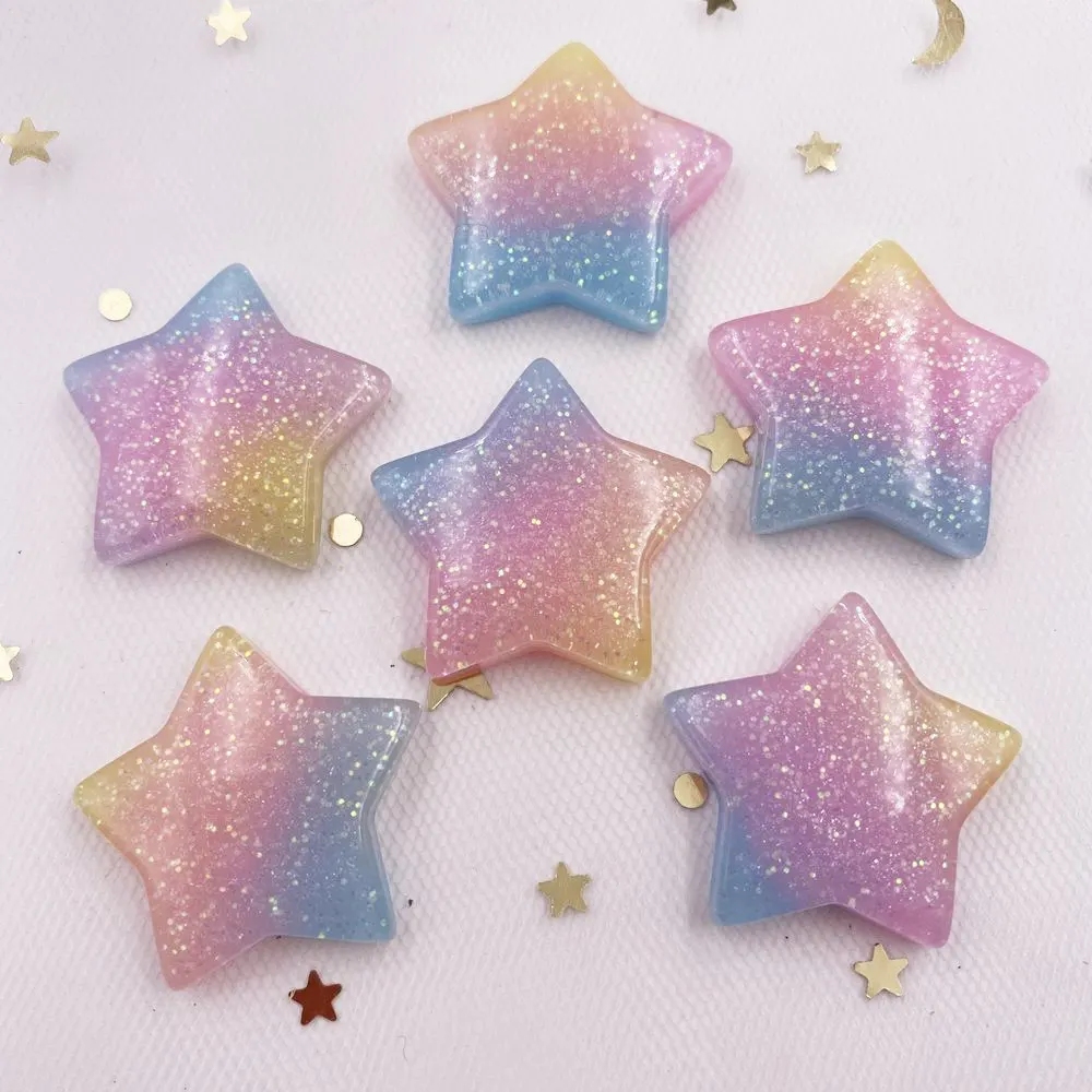 10 pçs glitter kawaii resina c - Star Flat Back avaliação e preço