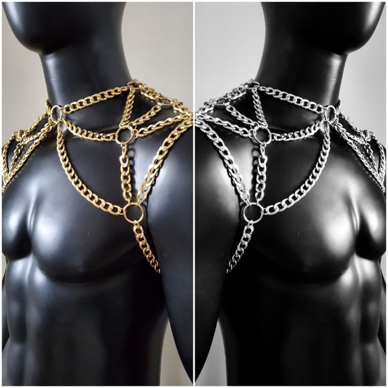 Punk masculino ombro corpo cor - Body Jewelry Necklace avaliação e preço