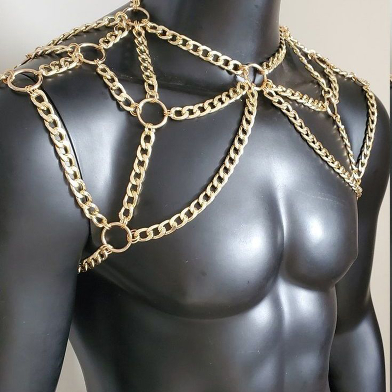 Punk masculino ombro corpo cor - Body Jewelry Necklace avaliação e preço