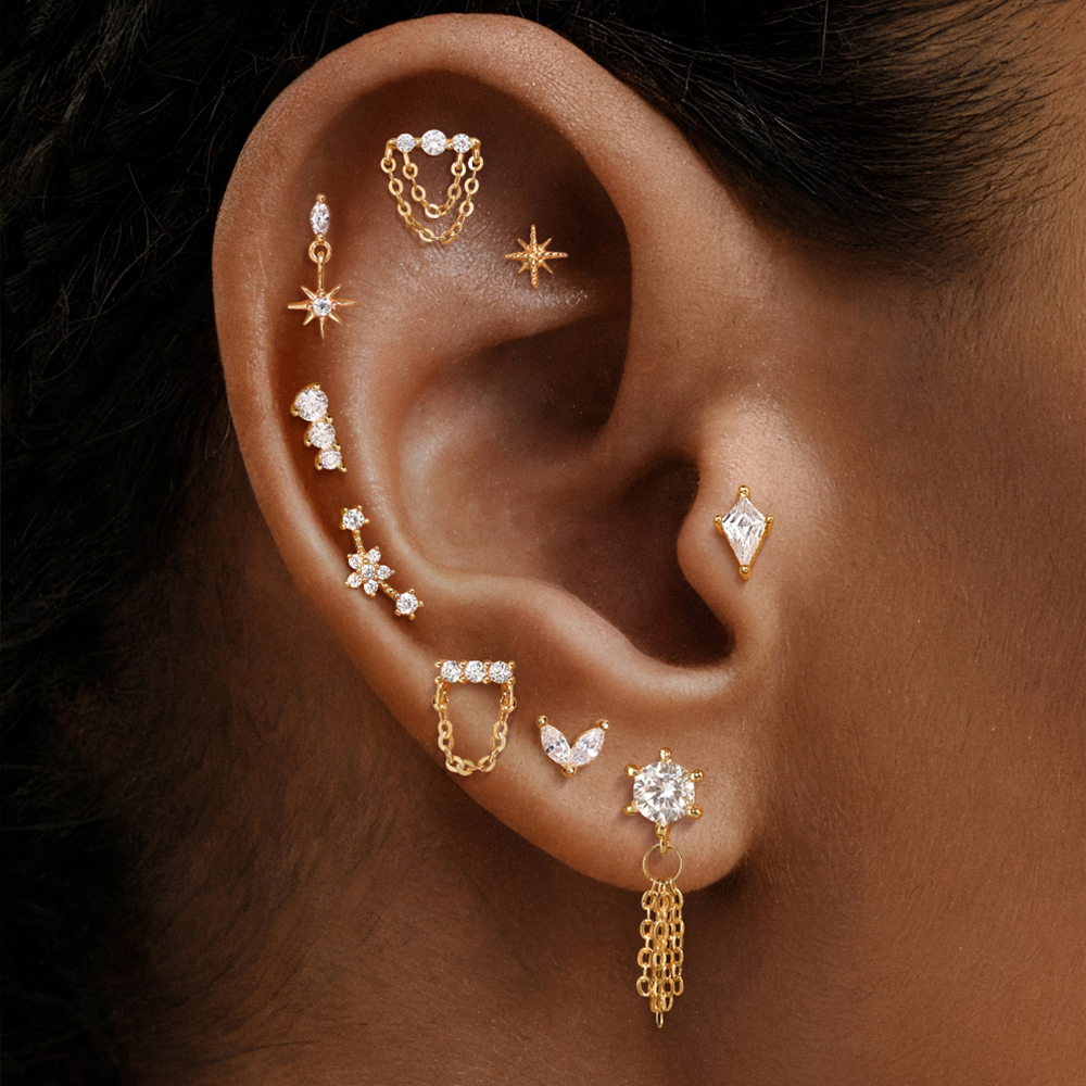 Brincos de Ouro Sólido 14K AID - Star Flat Back avaliação e preço