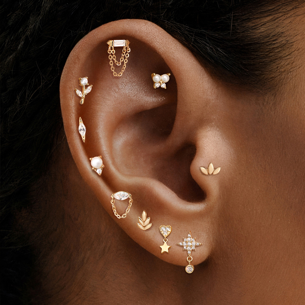 Brincos de Ouro Sólido 14K AID - Star Flat Back avaliação e preço