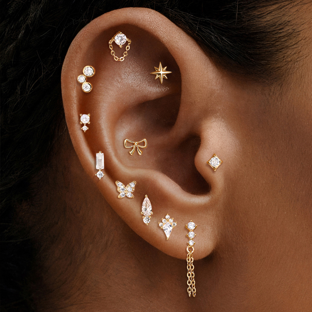 Brincos de Ouro Sólido 14K AID - Star Flat Back avaliação e preço