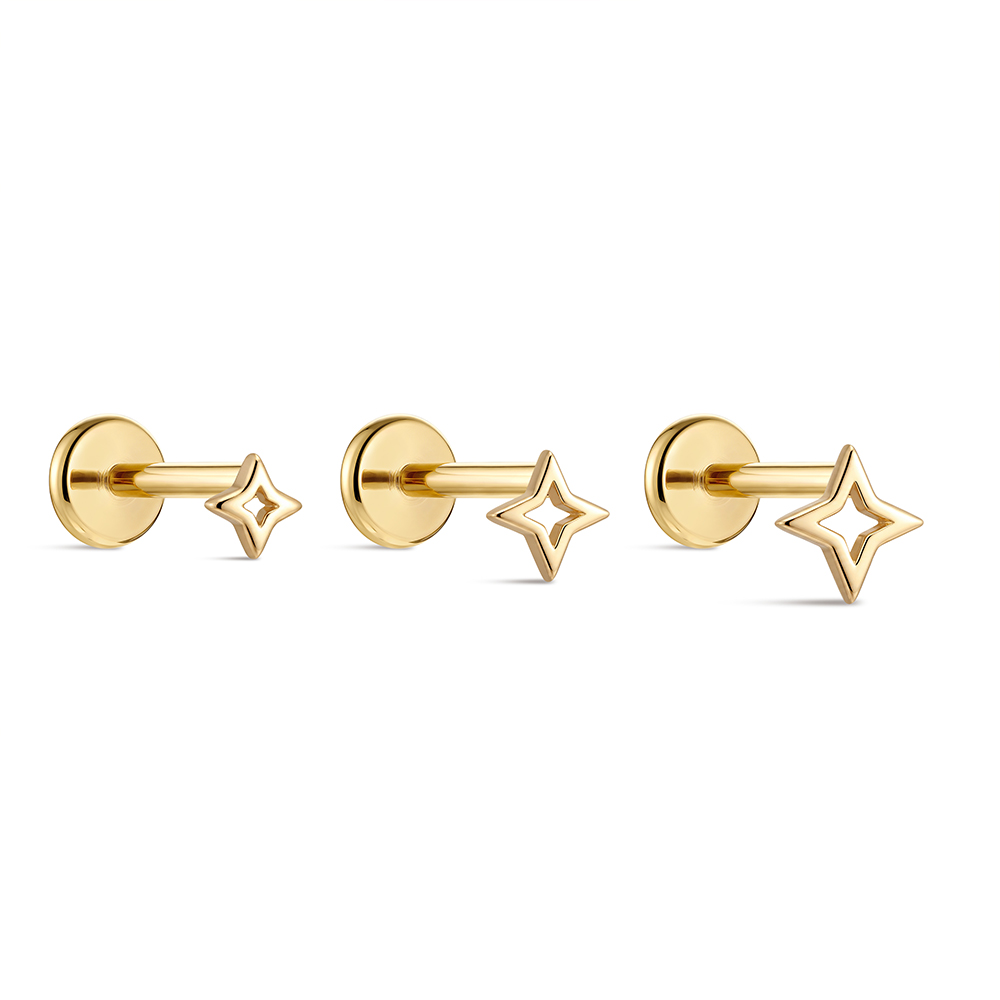 ROXI 1PC 5/6/8mm Brincos de Ou - Star Flat Back avaliação e preço